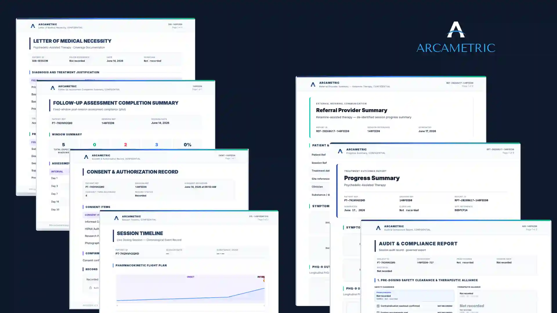 De-identified sample Progress Summary and Clinical Outcomes report, built from demo data.